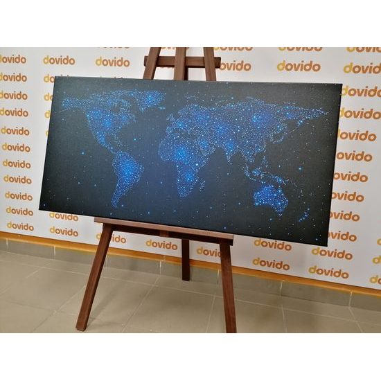 Obraz mapa sveta na nočnej oblohe