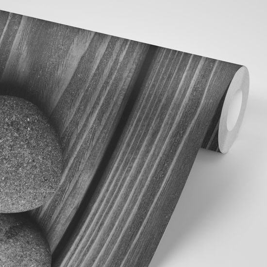 Samolepiaca fototapeta čiernobiele spa zátišie na drevenom pozadí