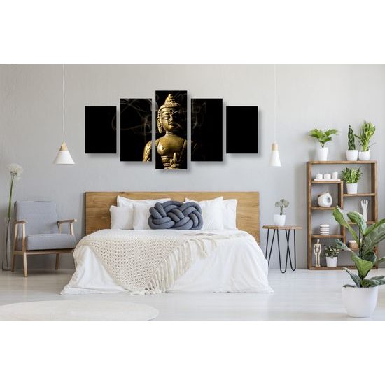 5-dielny obrazu Budha zahalený dymom
