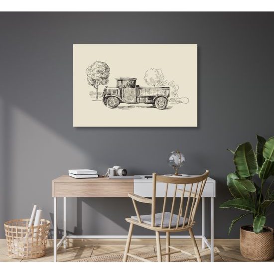 Obraz retro nákladné auto v umeleckom prevedení