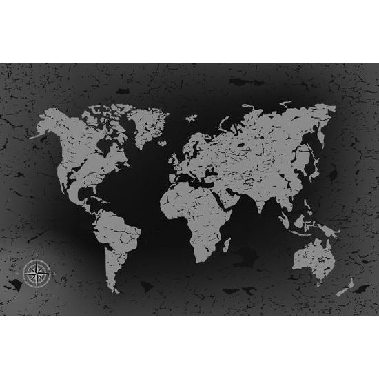 Obraz vintage mapa v čiernobielom prevedení