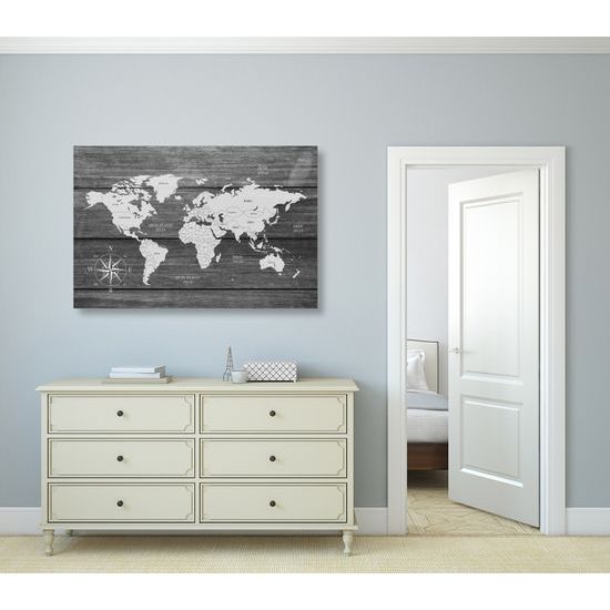 Obraz mapa s drevenou štruktúrou