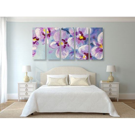5-dielny obraz maľované fialky