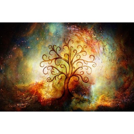 Samolepiaca tapeta strom života na abstraktnom vesmírnom pozadí
