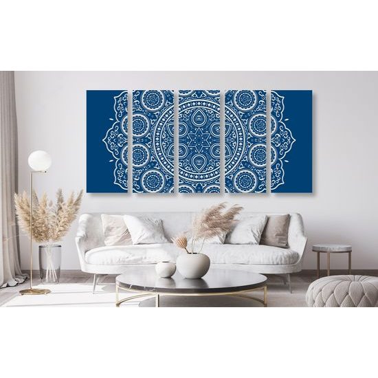 5-dielny obraz nežná Mandala na modrom pozadí