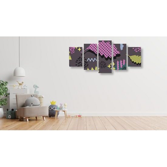 5-dielny obraz abstraktné farebné listy
