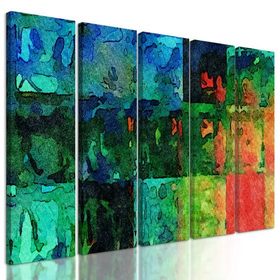 5-dielny obraz abstrakcia farieb