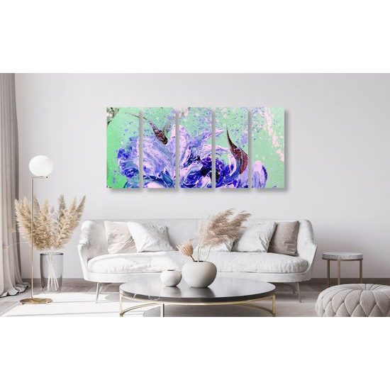 5-dielny obraz umelecká abstrakcia pivónie