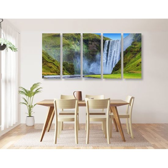 5-dielny obraz majestátny vodopád na Islande