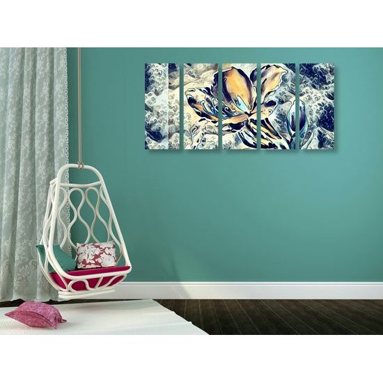 5-dielny obraz surrealistický kvet