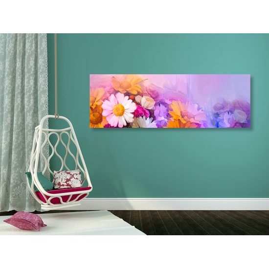 Obraz olejomaľba kvetov v pastelových odtieňoch