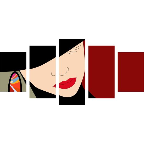 5-dielny obraz elgantnosť ženy