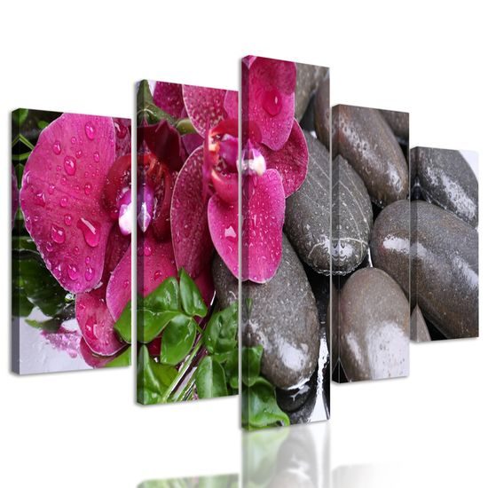 5-dielny obraz wellness zátišie a kvet orchidei
