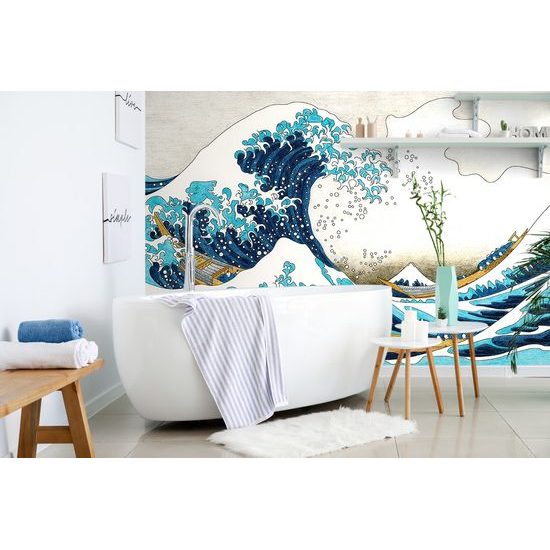 Samolepiaca tapeta imitácia Veľkej vlny z Kanagawa - K. Hokusai