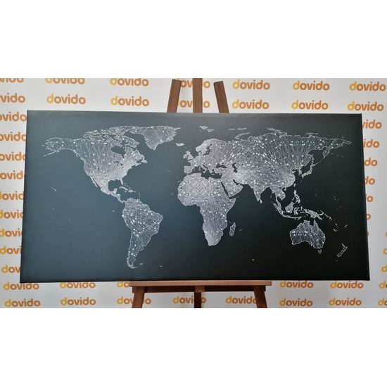 Obraz mapa sveta s nádherným čiernobielym detailom