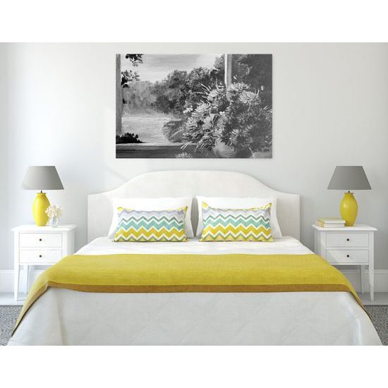 Obraz vintage kytica v čiernobielom prevedení