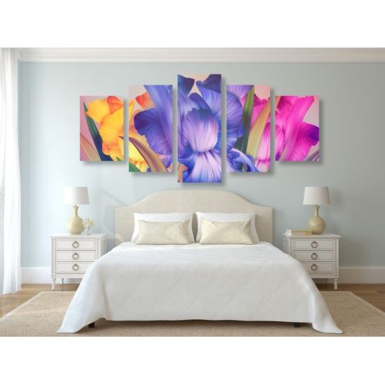 5-dielny obraz nádherné pestrofarebné kvety