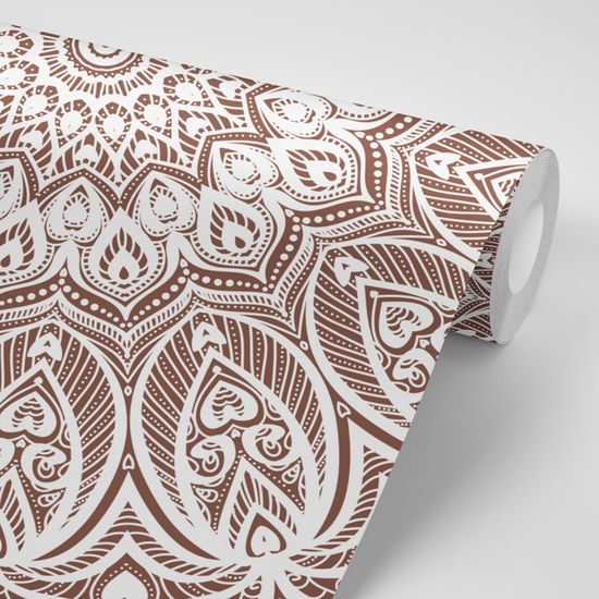 Samolepiaca tapeta nekonečná Mandala v hnedom prevedení