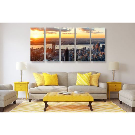 5-dielny obraz vtáčia perspektíva s pohľadom na New York