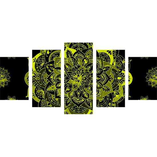 5-dielny obraz žltá Vintage Mandala