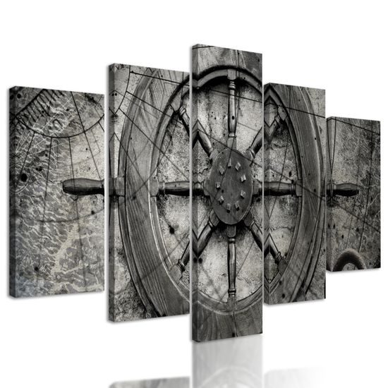 5-dielny obraz umelecké prevedenie lodného kormidla