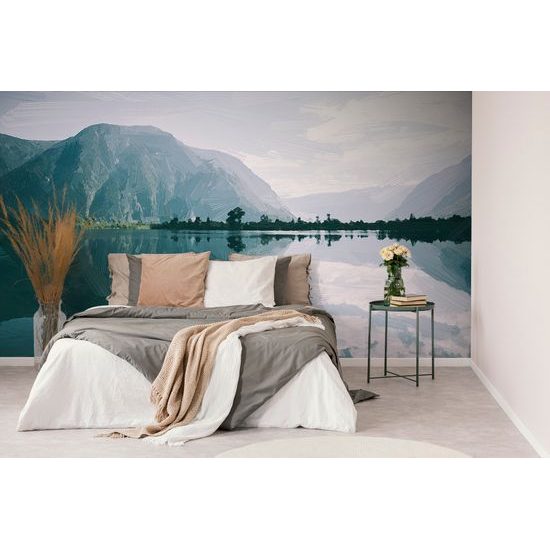 Samolepiaca tapeta krásna maľba horského jazera