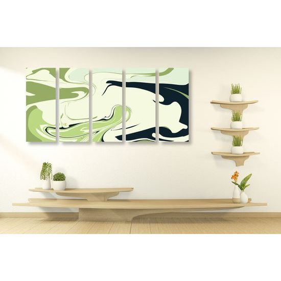 5-dielny obraz abstrakcia zelenej