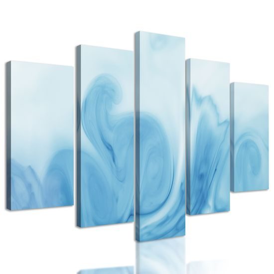 5-dielny obraz abstrakcia v odtieňoch modrej