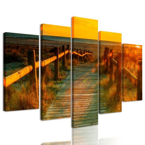 5-dielny obraz západ slnka na Kalifornskej pláži