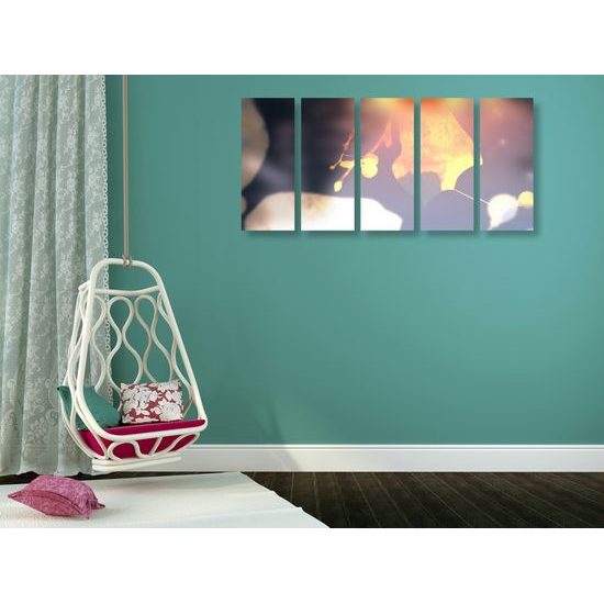 5-dielny obraz zaujímavý list lipy