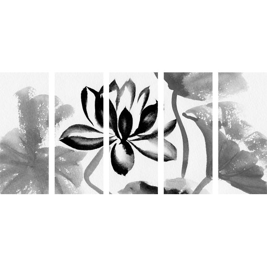 5-dielny obraz umelecká maľba v čiernobielom prevedení