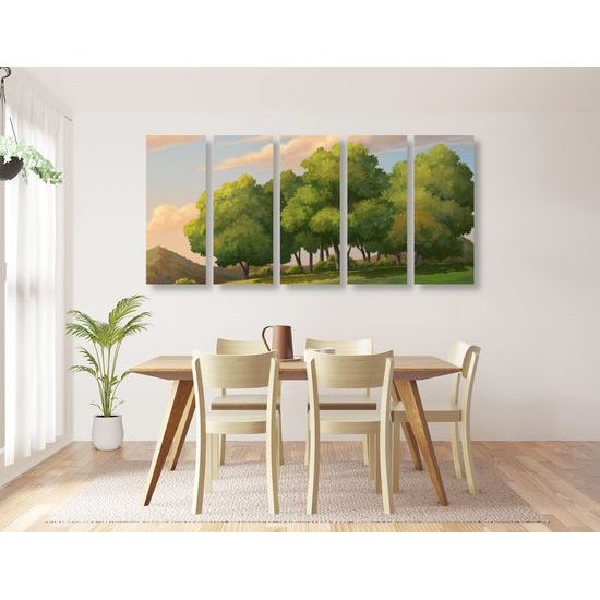 5-dielny obraz maľovaná krajinka