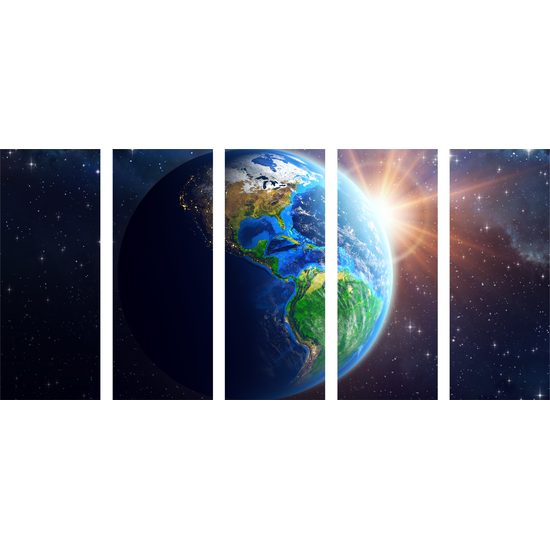 5-dielny obraz vesmírny pohľad na modrú planétu