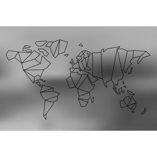 Obraz umelecká abstrakcia mapy sveta v čiernobielom prevedení