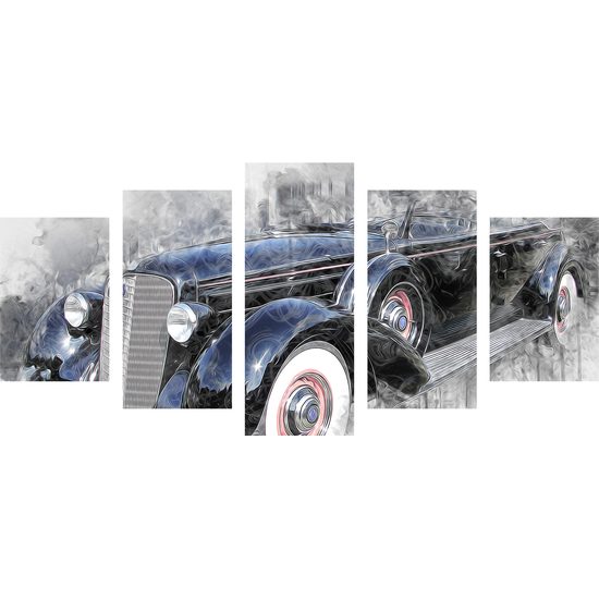 5-dielny obraz abstraktné auto