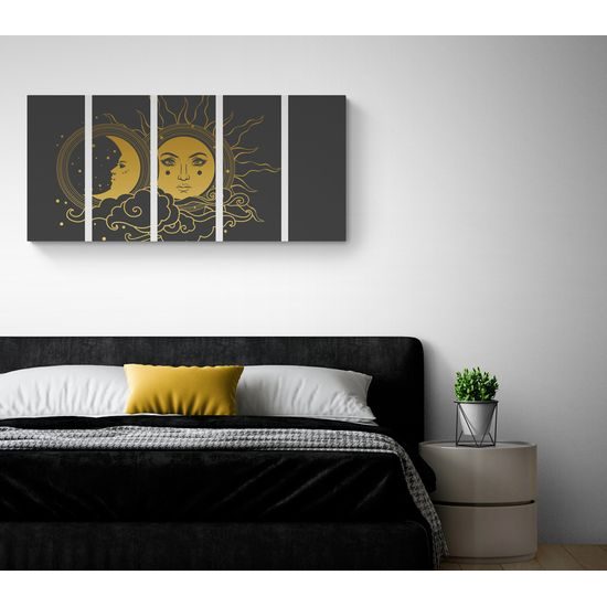 5-dielny obraz symboly slnka a mesiaca