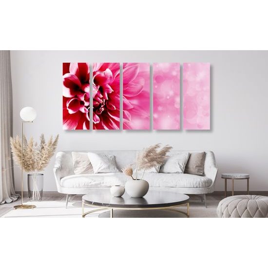 5-dielny obraz detail ružového kvetu