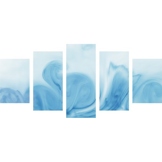 5-dielny obraz abstrakcia v odtieňoch modrej