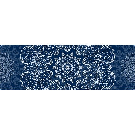 Obraz snehobiela Mandala s tmavo-modrým pozadím