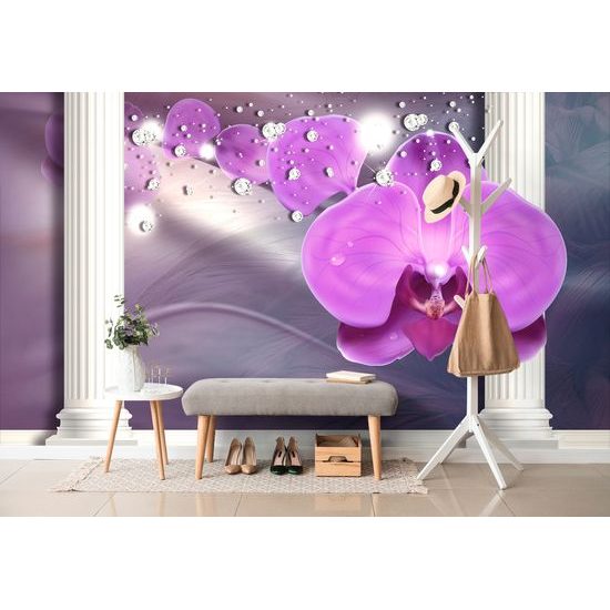 Samolepiaca tapeta kvety orchidey so starovekými stĺpmi