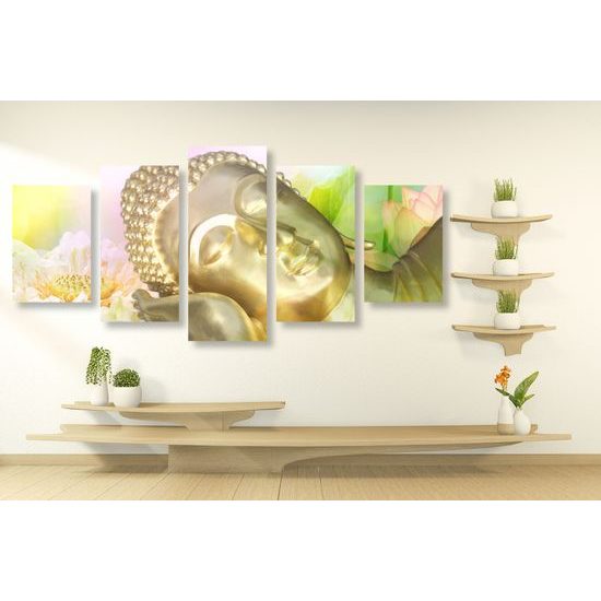 5-dielny obraz oddychujúci Budha