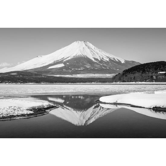 Obraz krása Japonskej prírody v čiernobielom prevedení