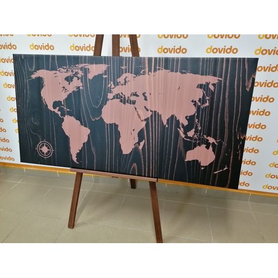 Obraz mapa sveta na dreve v luxusnom prevedení
