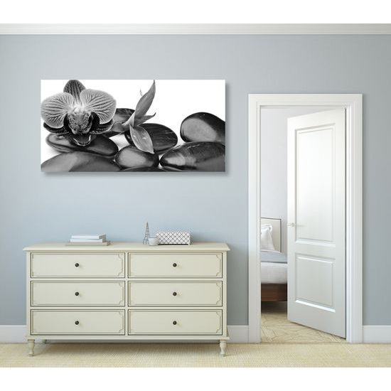 Obraz ploské zen kamene v čiernobielom