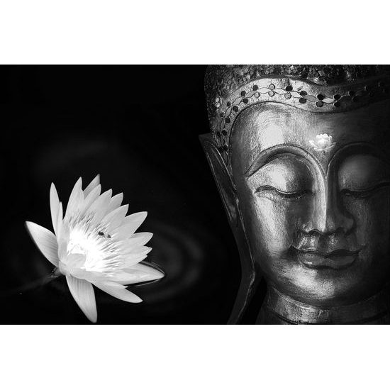 Fototapeta čiernobiela tvár obdivuhodného Budhu