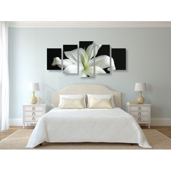 5-dielny obraz dýchberúca biela ľalia