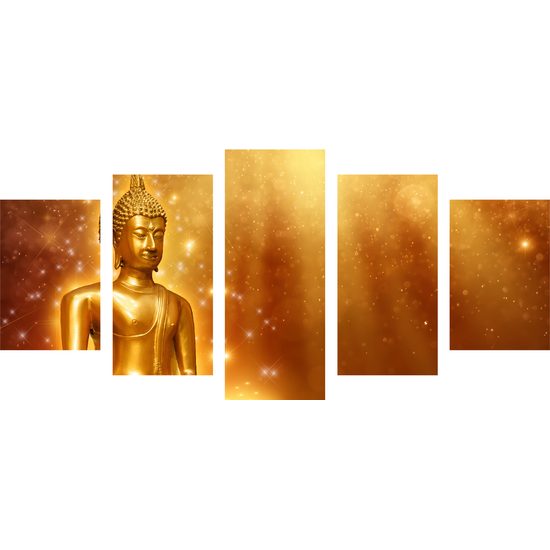 5-dielny obraz Buddha pri lotosových kvetoch