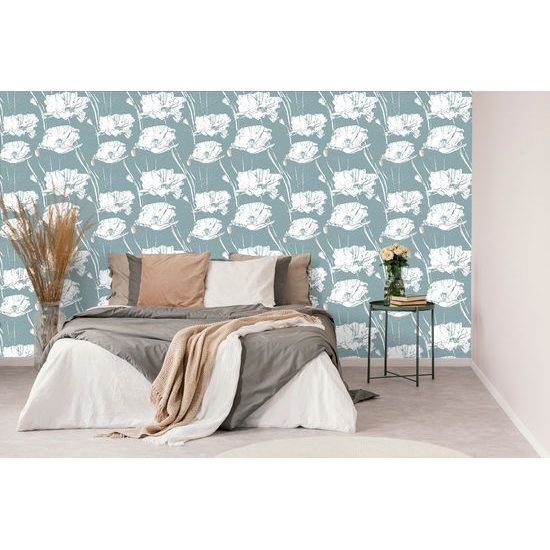 Tapeta nádherné maky na modrom pozadí