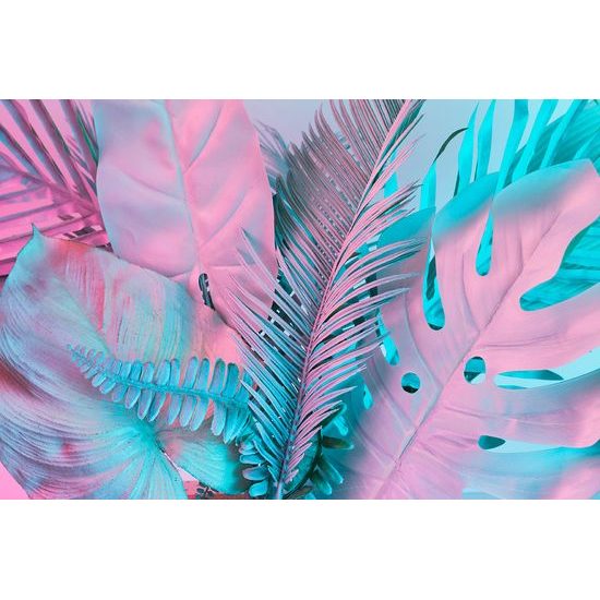 Samolepiaca tapeta nezvyčajné listy v neónových farbách