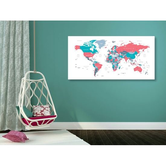 Obraz na korku mapa v pútavom pastelovom prevedení